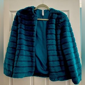 Teal Faux Fur NWOT